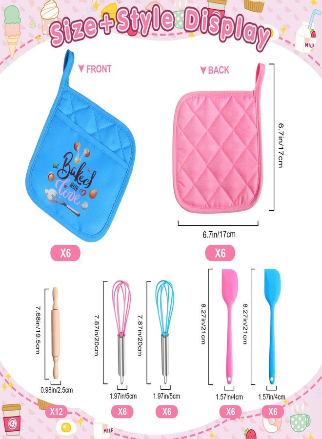 RoundFunny Valentines Day Gifts for Kids - 48 Pcs Valentines Day Baking Supplies with Kitchen Utensil, Pot Holders, Spatula, Rolling Pin, Whisk for kids Classroom School Exchange Party Favors - Image 2